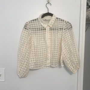 ZARA🌼Sheer Daisy Pattern Button-Up Top